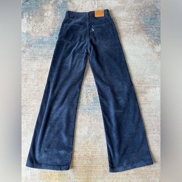 Mint condition Levi Ribcage Wide Leg Corduroy navy blue size 25 - Picture 4 of 14